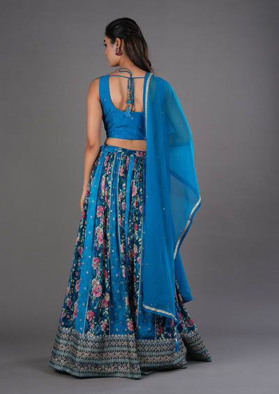 Rama Blue Silk Lehenga