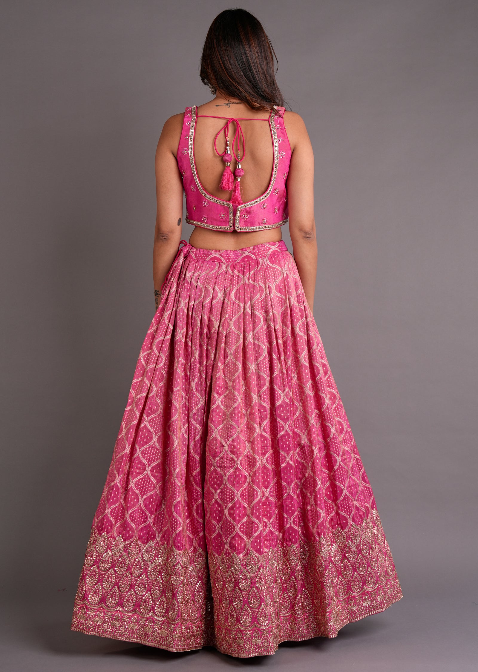 Pink Tissue Silk Lehenga