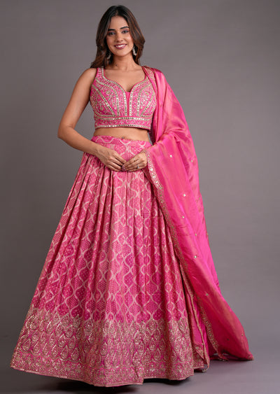 Pink Tissue Silk Lehenga