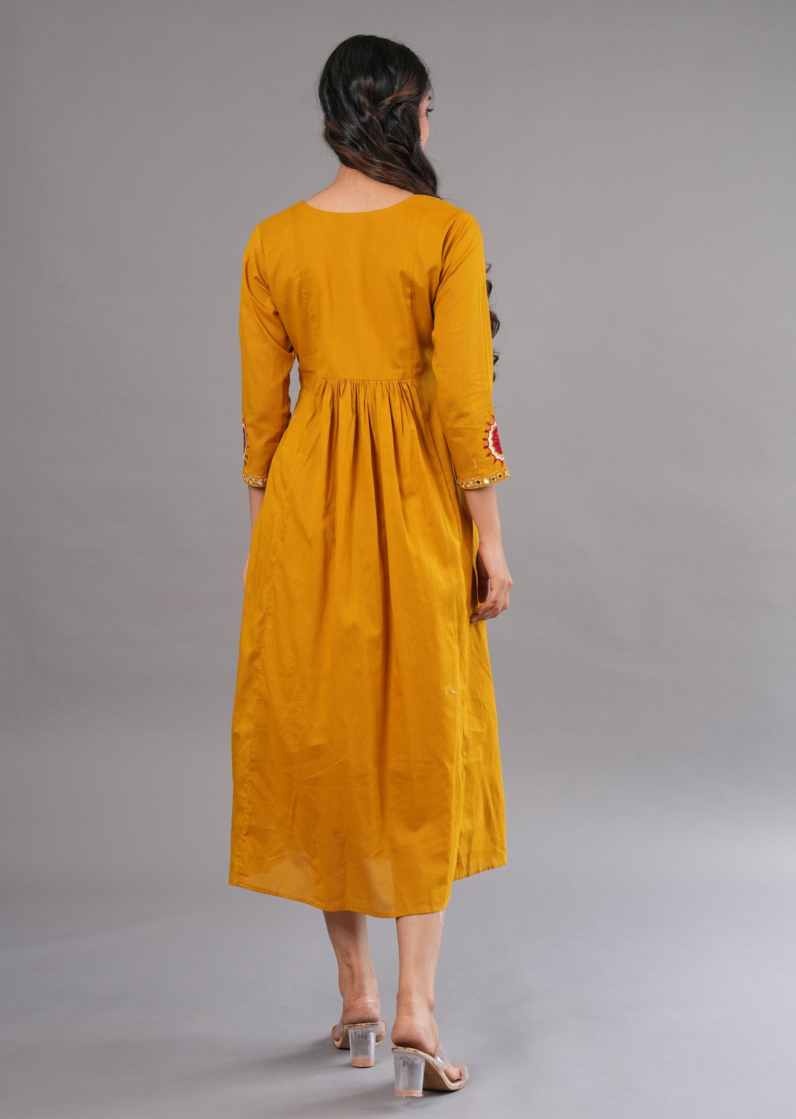Mustard Cotton Midi Dress