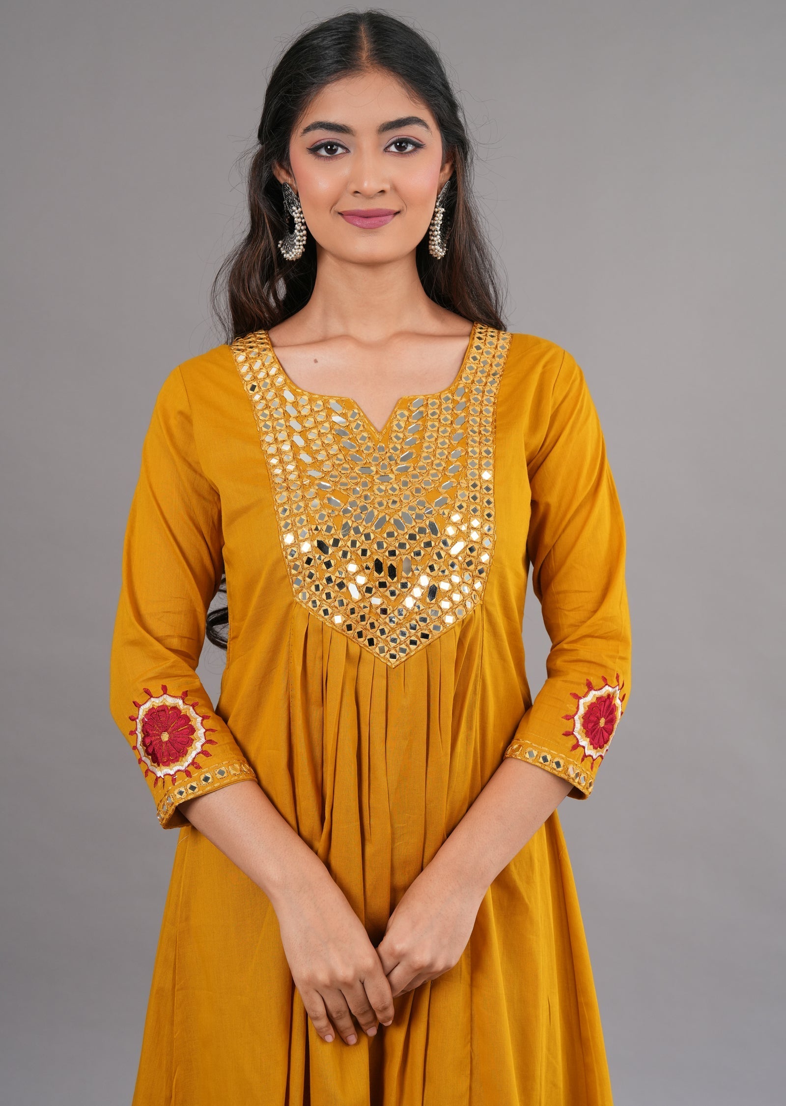 Mustard Cotton Midi Dress