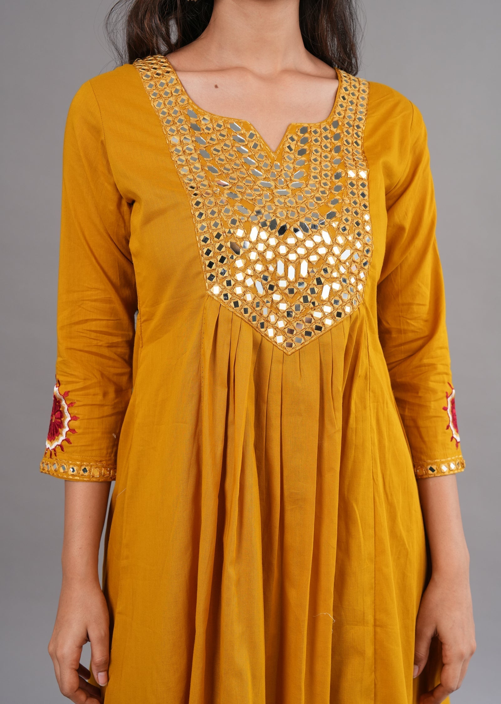 Mustard Cotton Midi Dress