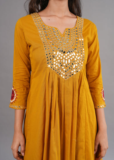 Mustard Cotton Midi Dress