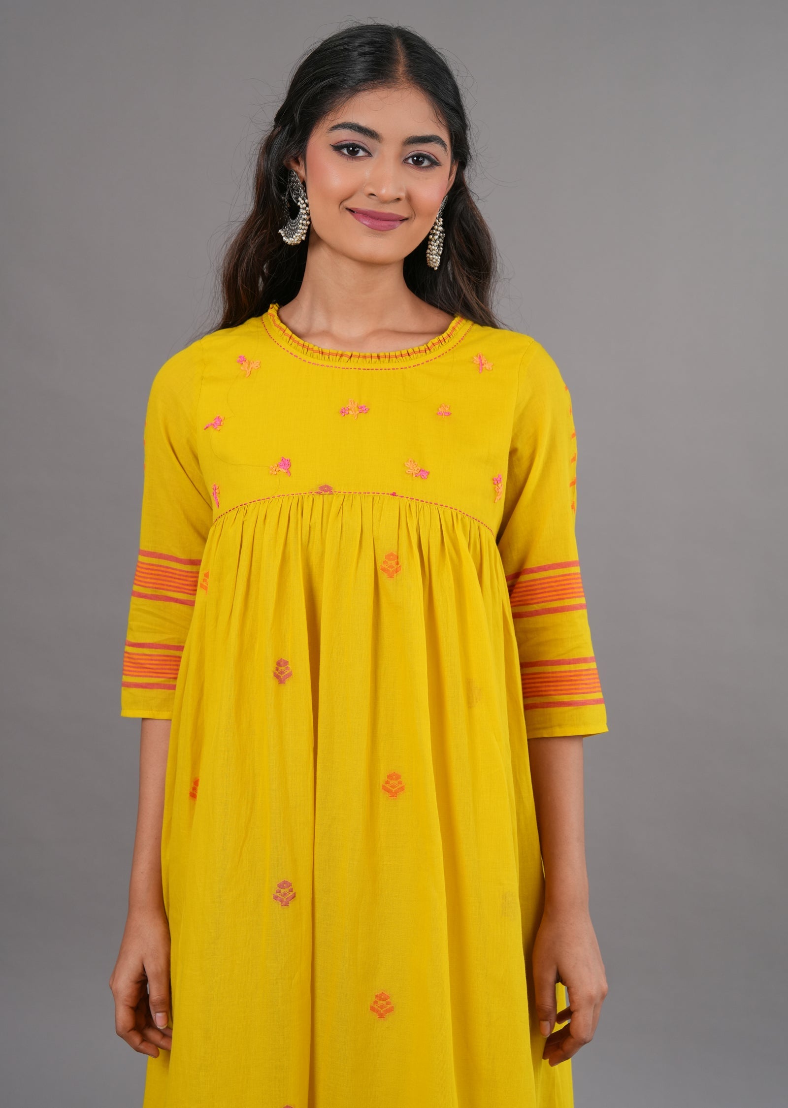 Mustard Cotton Midi Dress