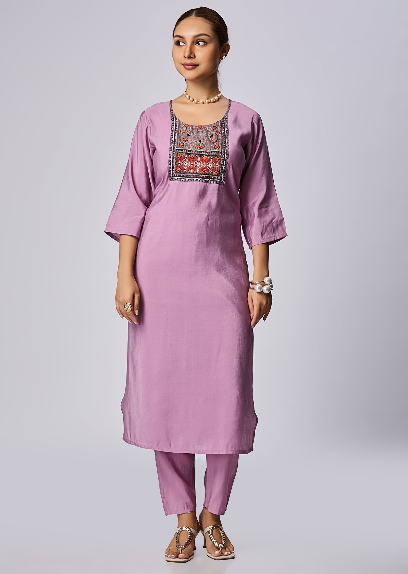 Onion Pink Russian Silk Straight Cut Suit