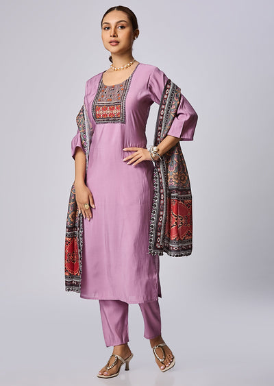 Onion Pink Russian Silk Straight Cut Suit