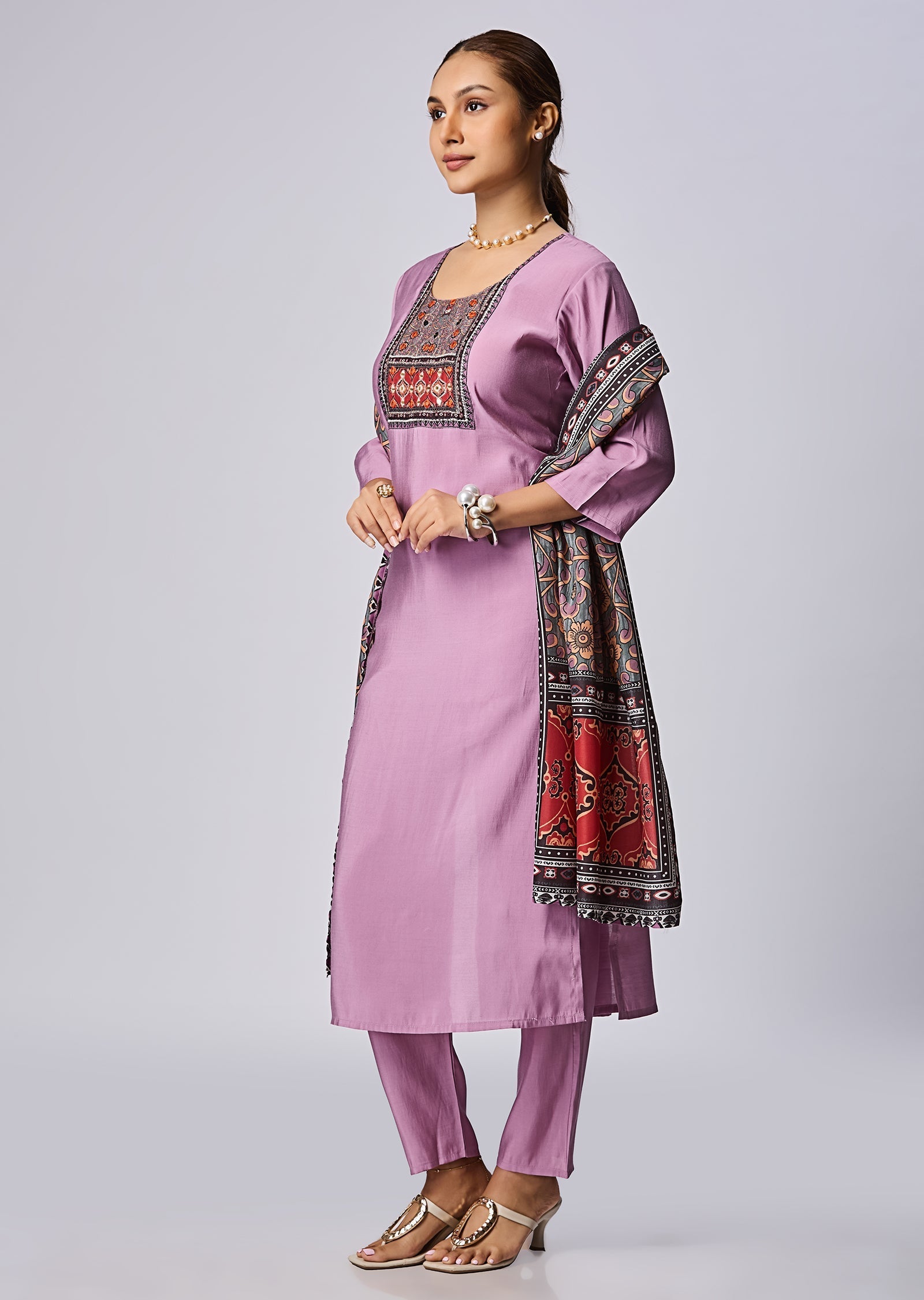 Onion Pink Russian Silk Straight Cut Suit