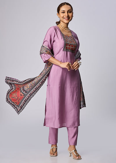 Onion Pink Russian Silk Straight Cut Suit