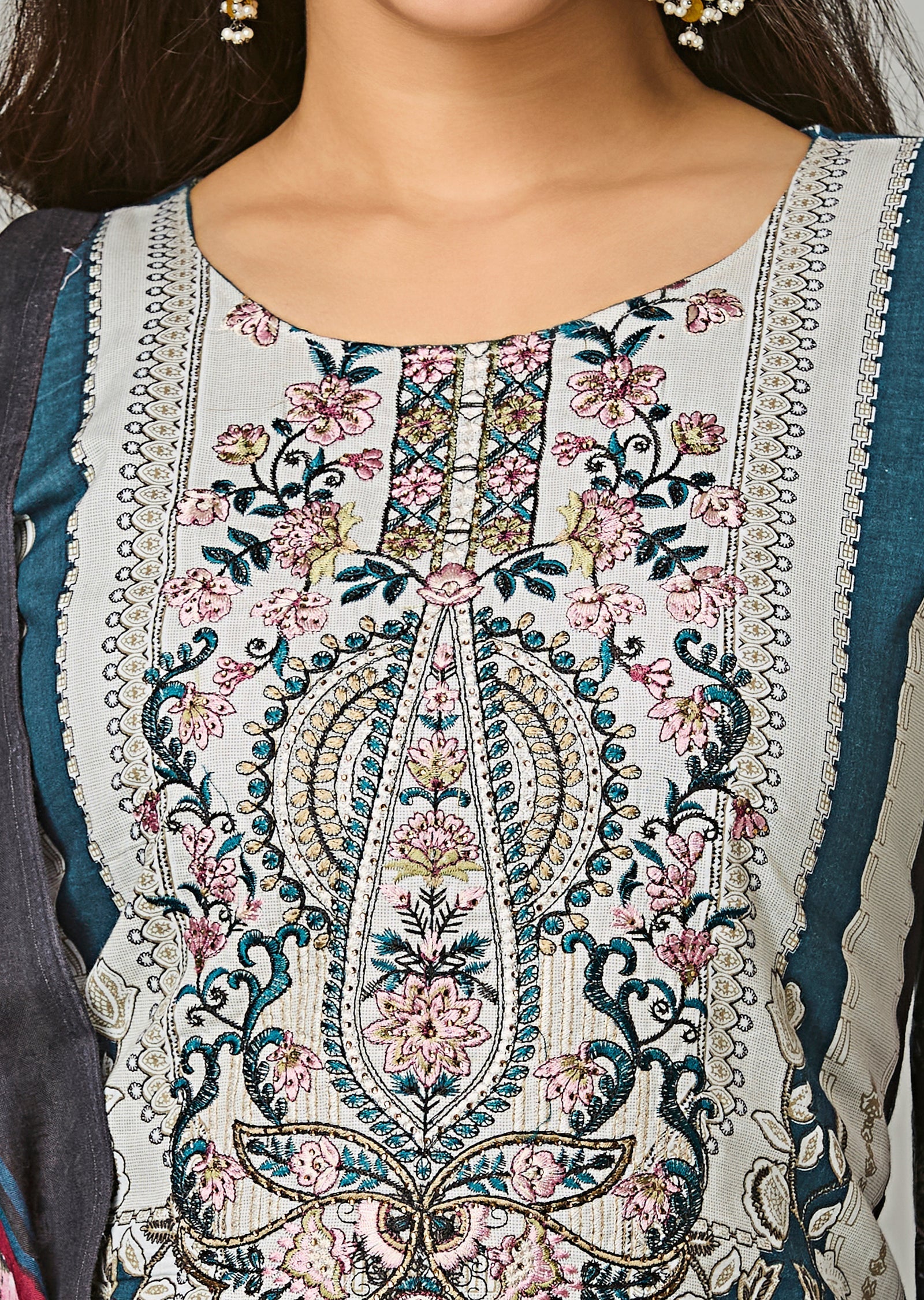 Teal Blue Cotton Straight Cut Suit