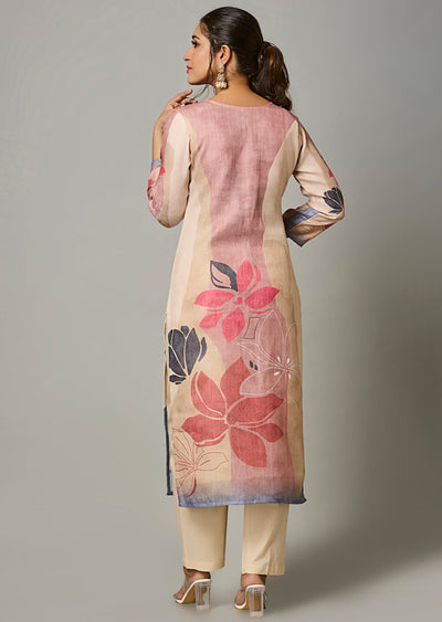 Dark Biege Linen Cotton Straight Cut Suit