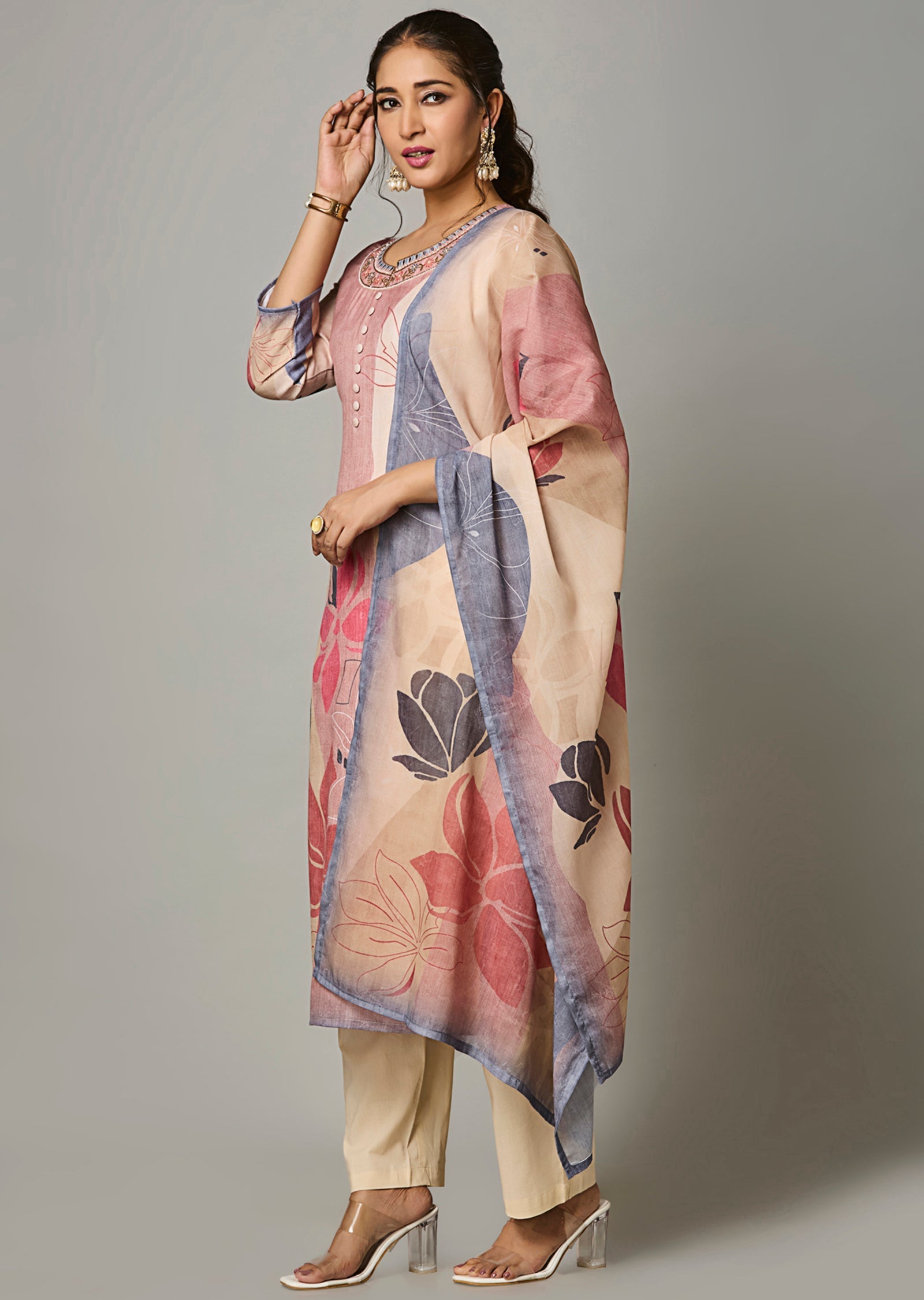 Dark Biege Linen Cotton Straight Cut Suit