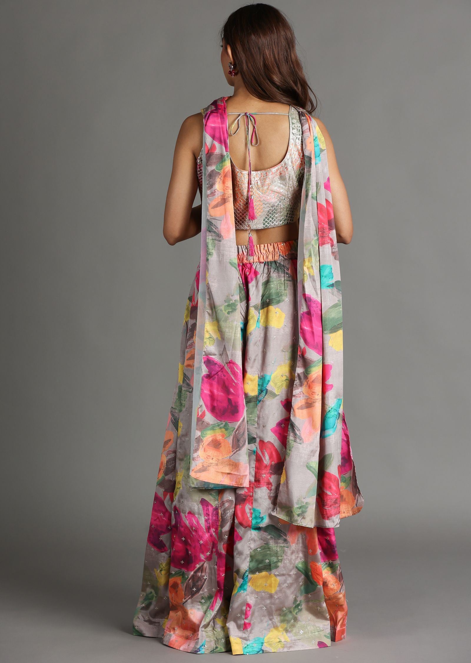 Multi Color Soft Silk Palazzo Set