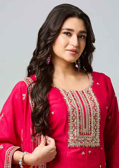 Rani Pink Soft Silk Anarkali Suit