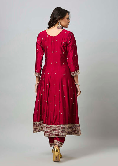 Maroon Soft Silk Anarkali Suit