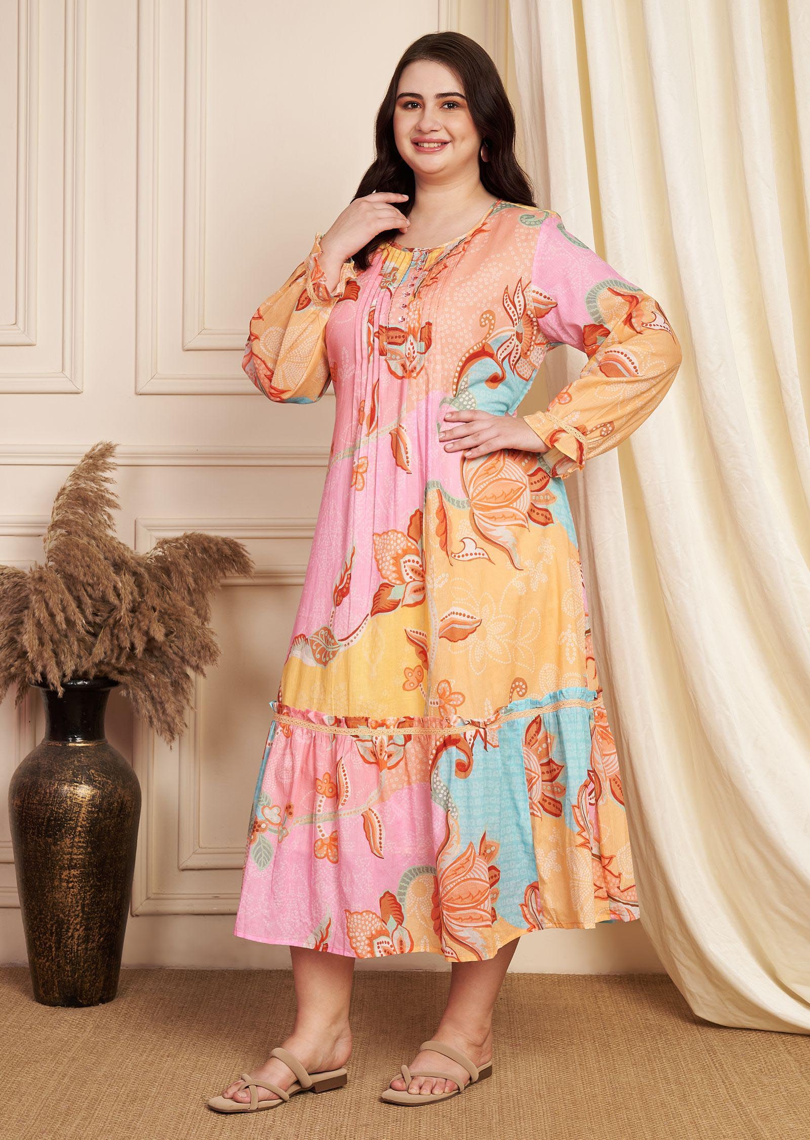 Peach Cotton Midi Dress