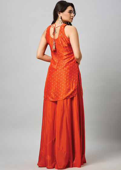 Orange Banarasi Straight Cut Suit