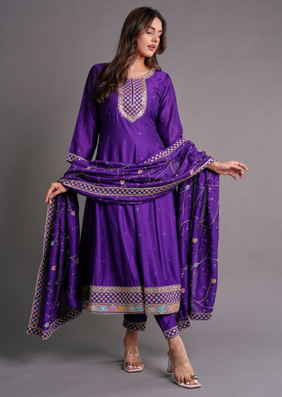 Purple Silk Anarkali Suit