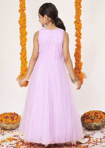 Purple Net Ethnic Gown