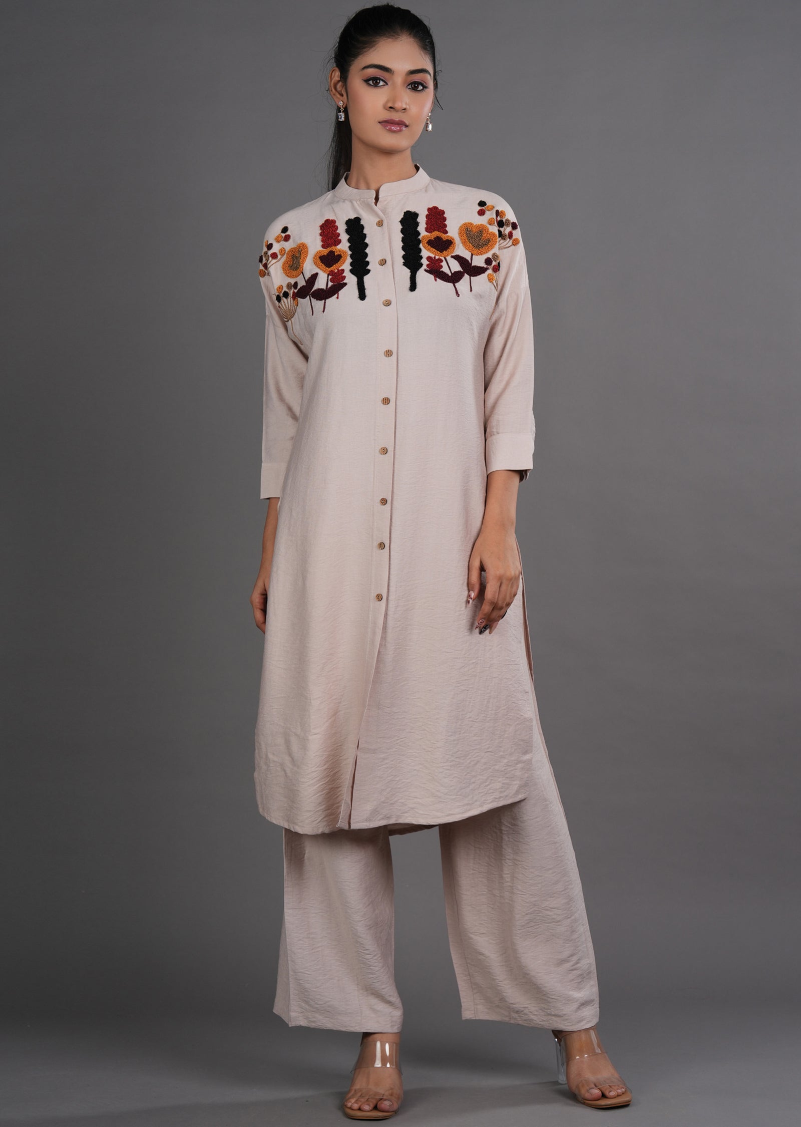 Fawn Gold Straight Cut Kurti Set