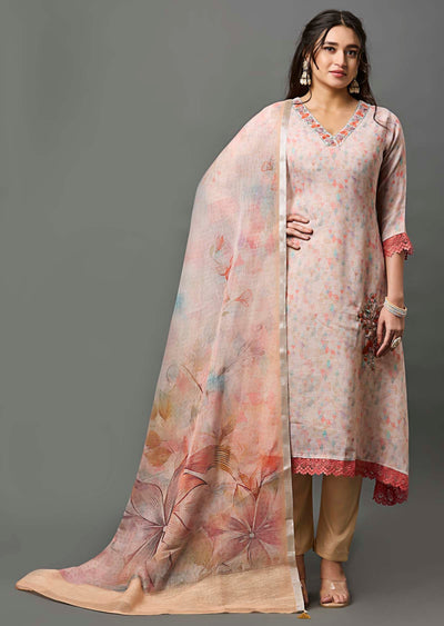 Dark Beige Linen Cotton Straight Cut Suit