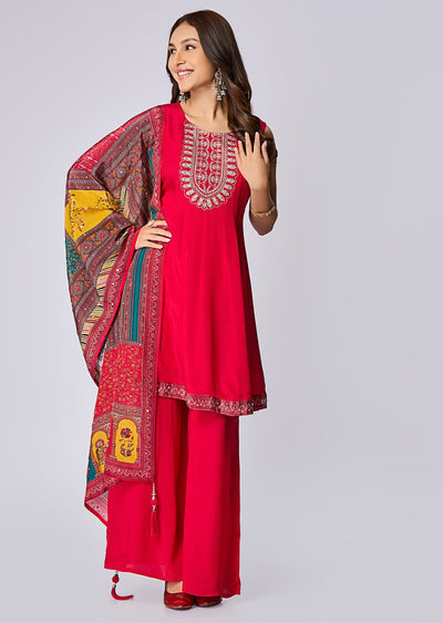 Rani Pink Crepe Anarkali Suit