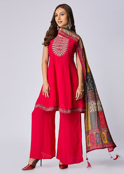 Rani Pink Crepe Anarkali Suit