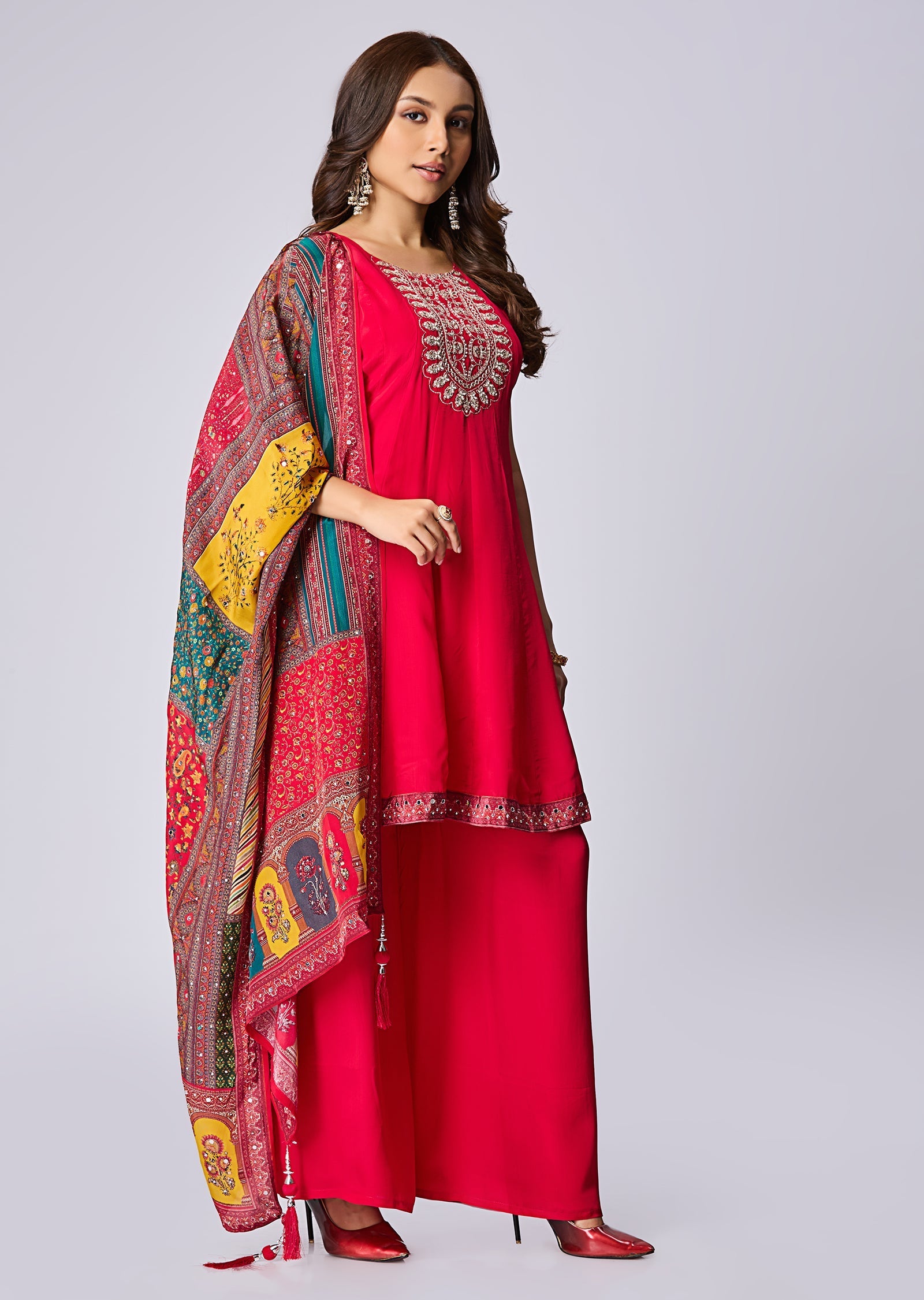 Rani Pink Crepe Anarkali Suit