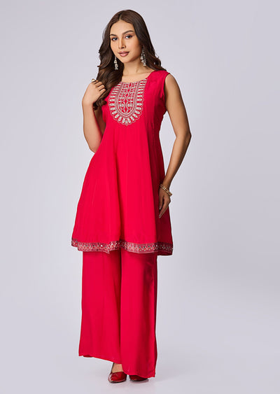 Rani Pink Crepe Anarkali Suit