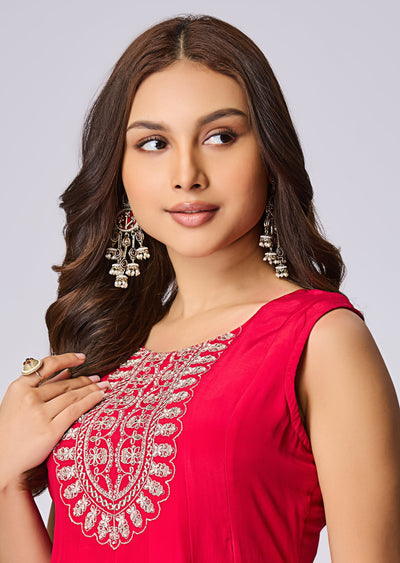 Rani Pink Crepe Anarkali Suit