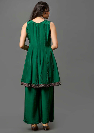Dark Green Crepe Anarkali Suit