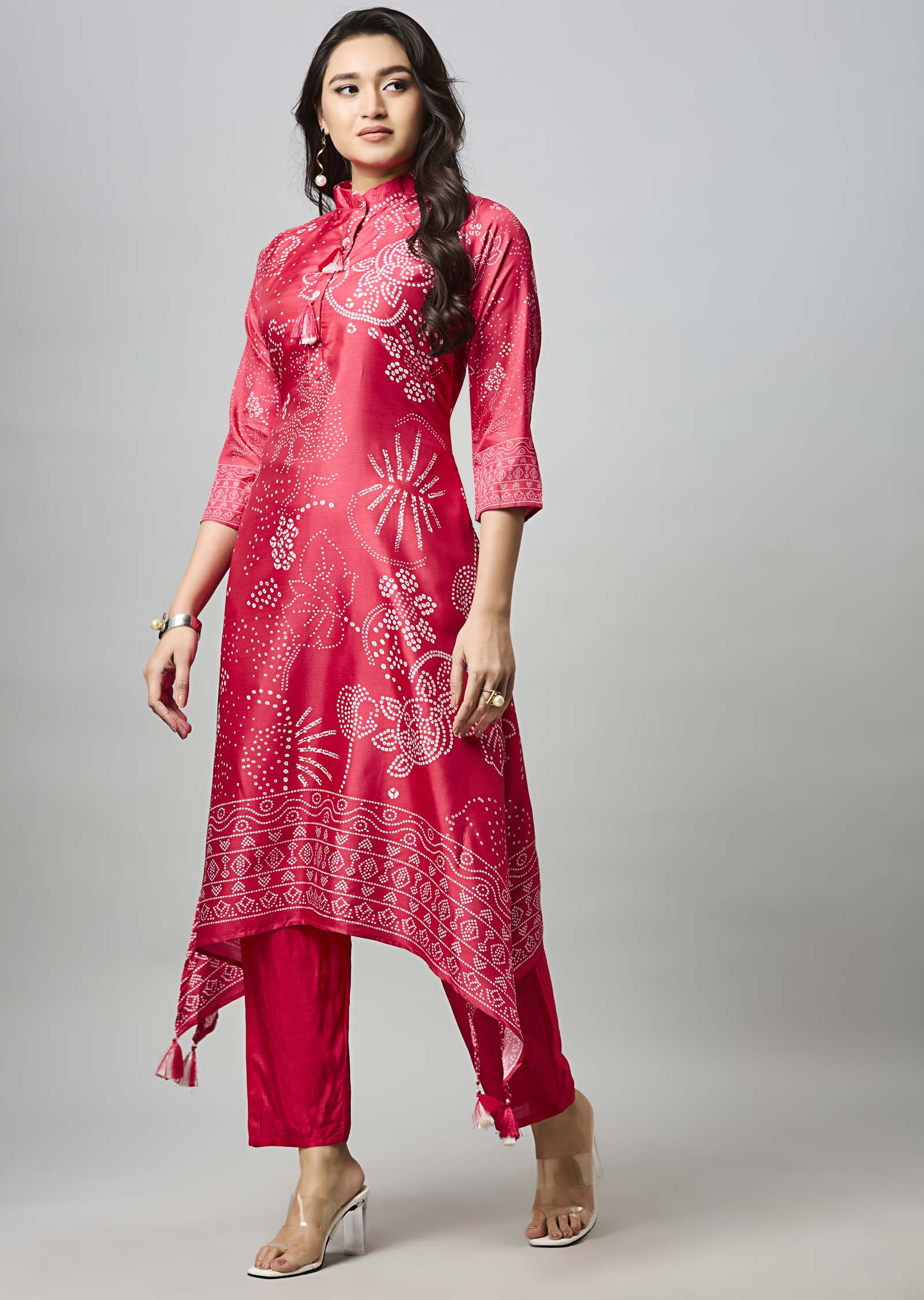 Dark Pink Soft Silk Straight Cut Kurti Set