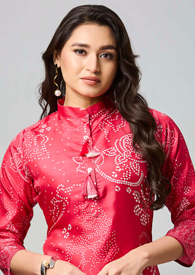 Dark Pink Soft Silk Straight Cut Kurti Set