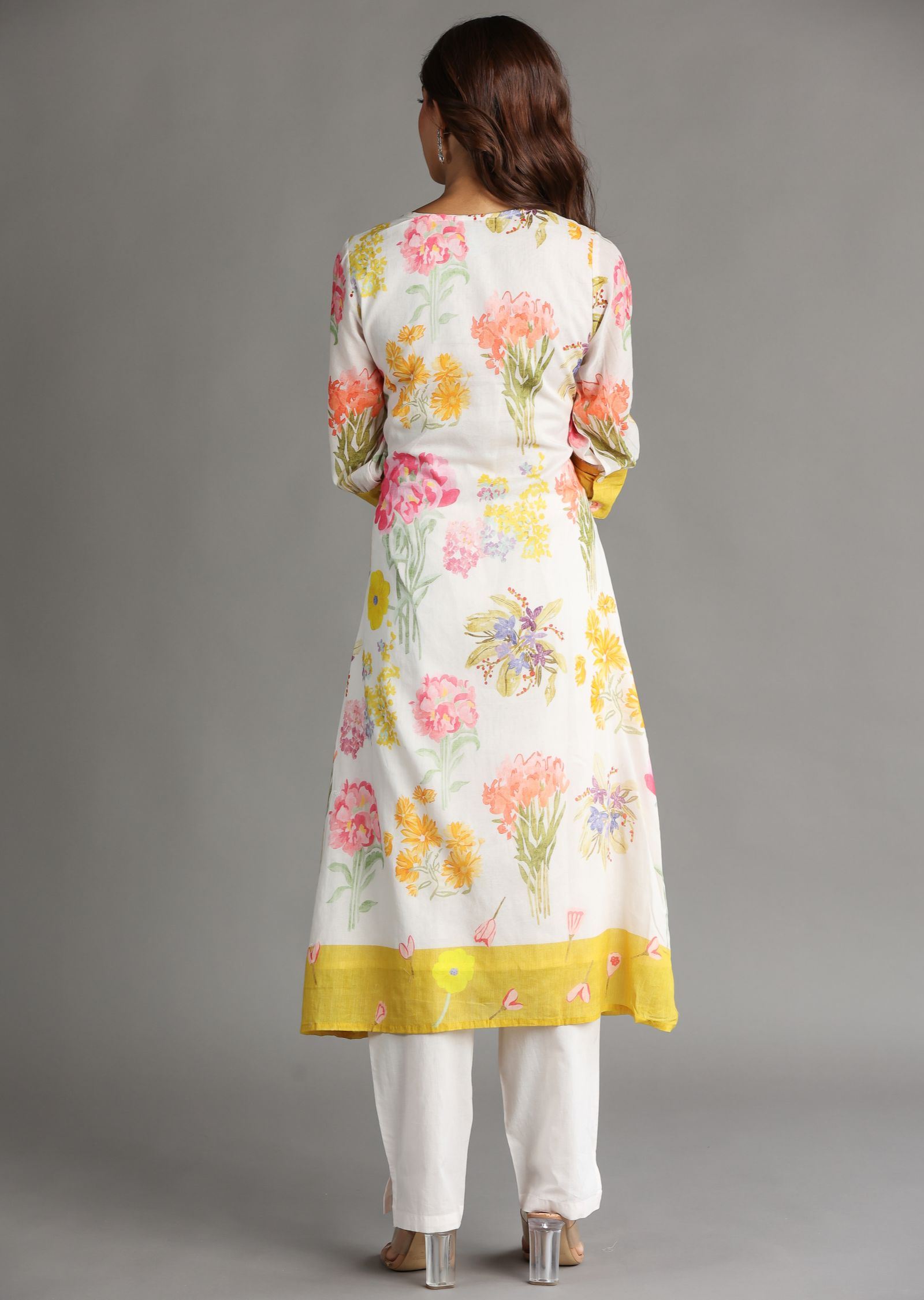 Light Peach Cotton Frock Kurti