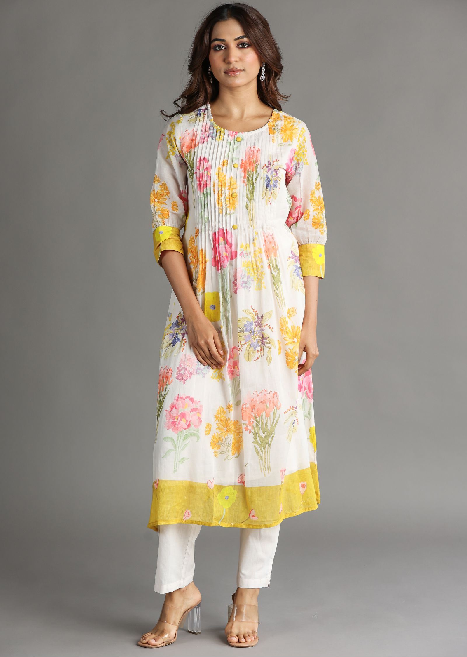 Light Peach Cotton Frock Kurti