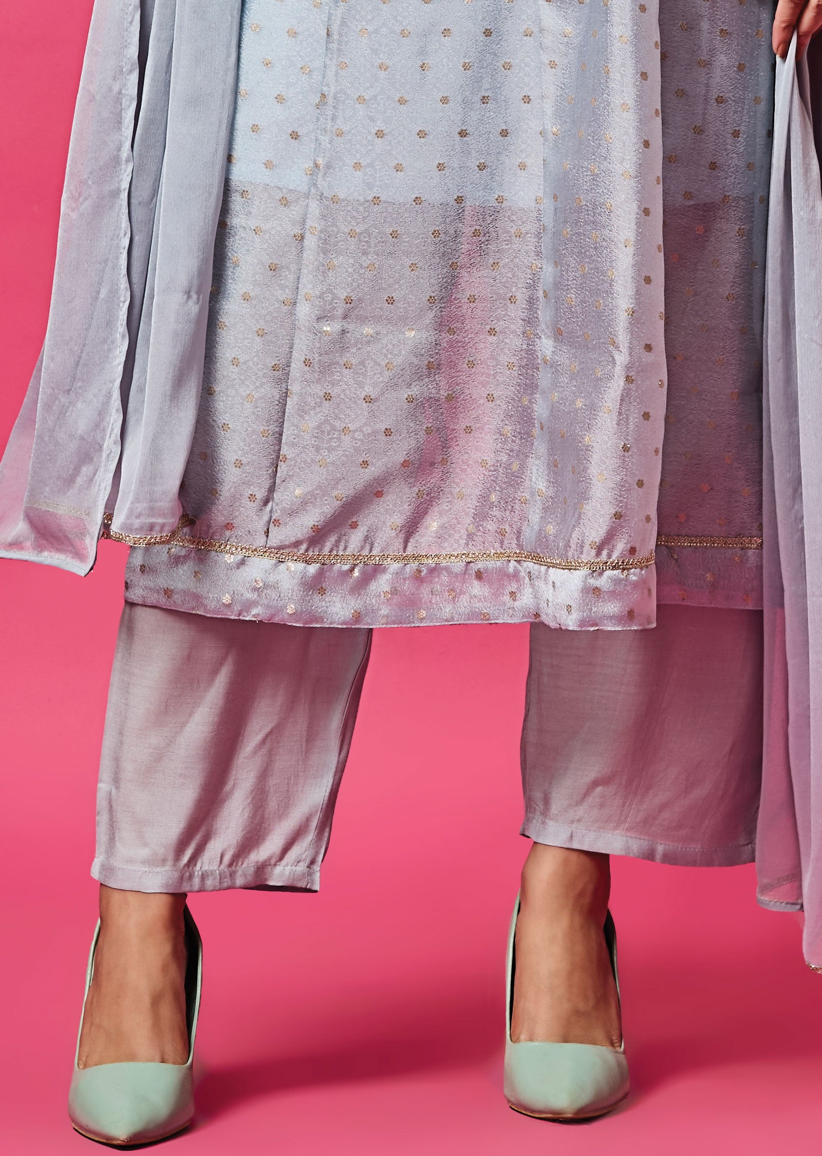 Sky Blue Banarasi Silk Anarkali Suit