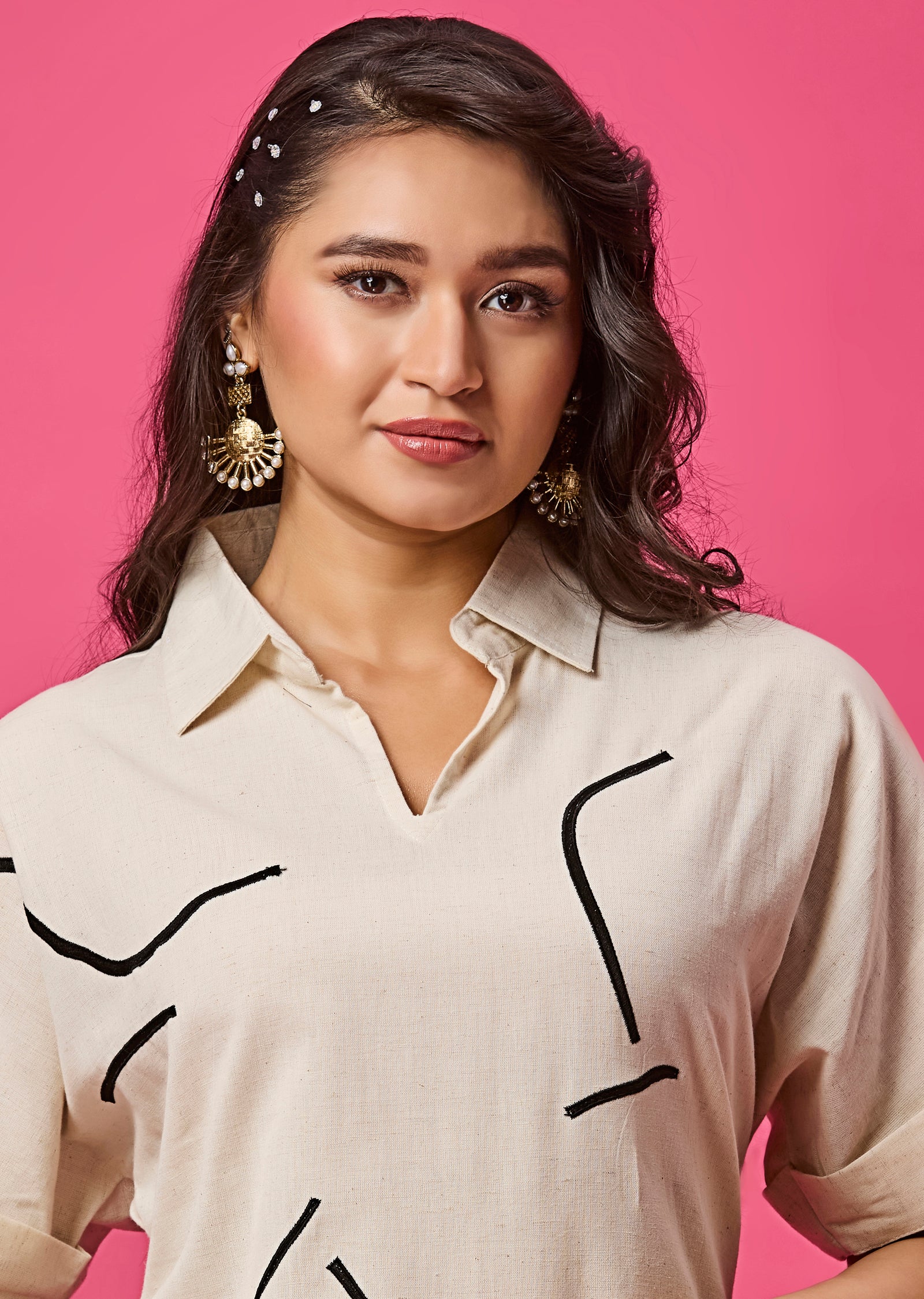 Off White Linen Cotton Midi Dress