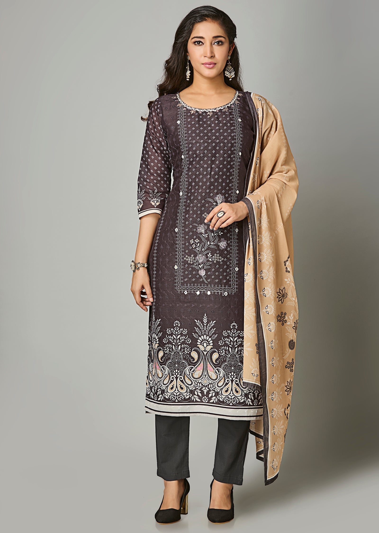 Black Cotton Straight Cut Suit