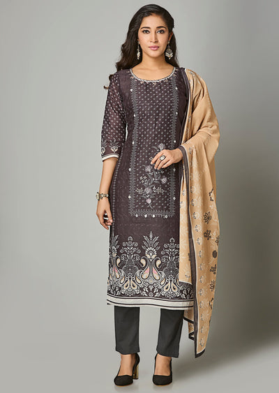 Black Cotton Straight Cut Suit