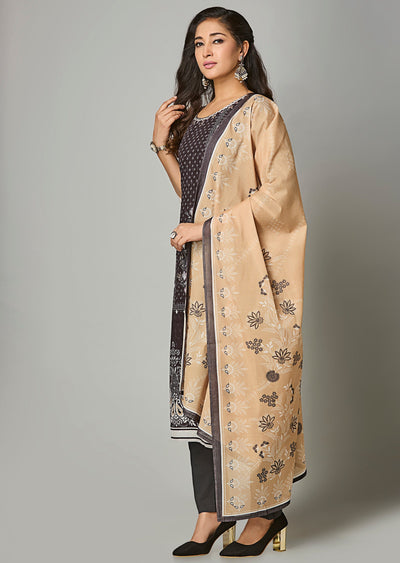 Black Cotton Straight Cut Suit