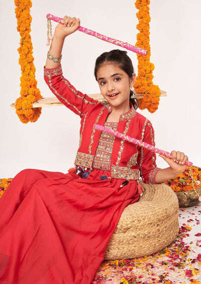 Red Chiffon Gharara Set