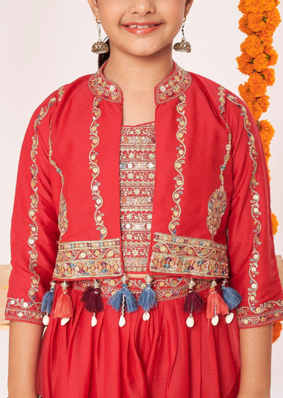 Red Chiffon Gharara Set