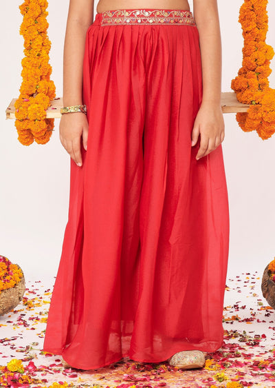 Red Chiffon Gharara Set