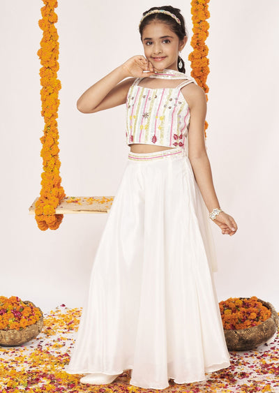 Cream Chinnon Gharara Set