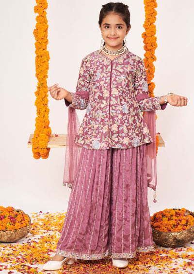 Mauve Chinnon Gharara Set