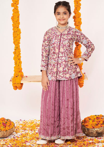Mauve Chinnon Gharara Set