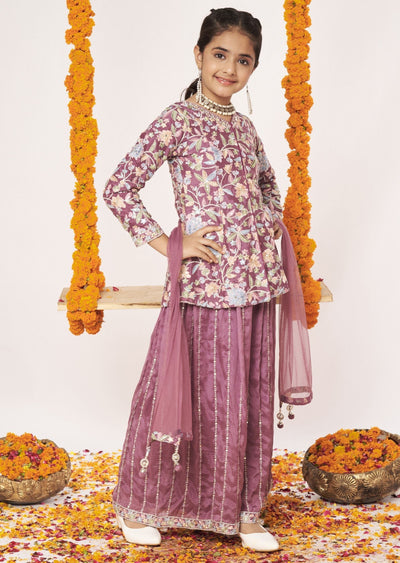 Mauve Chinnon Gharara Set