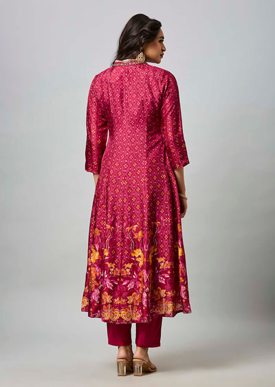 Magneta Silk Anarkali Suit