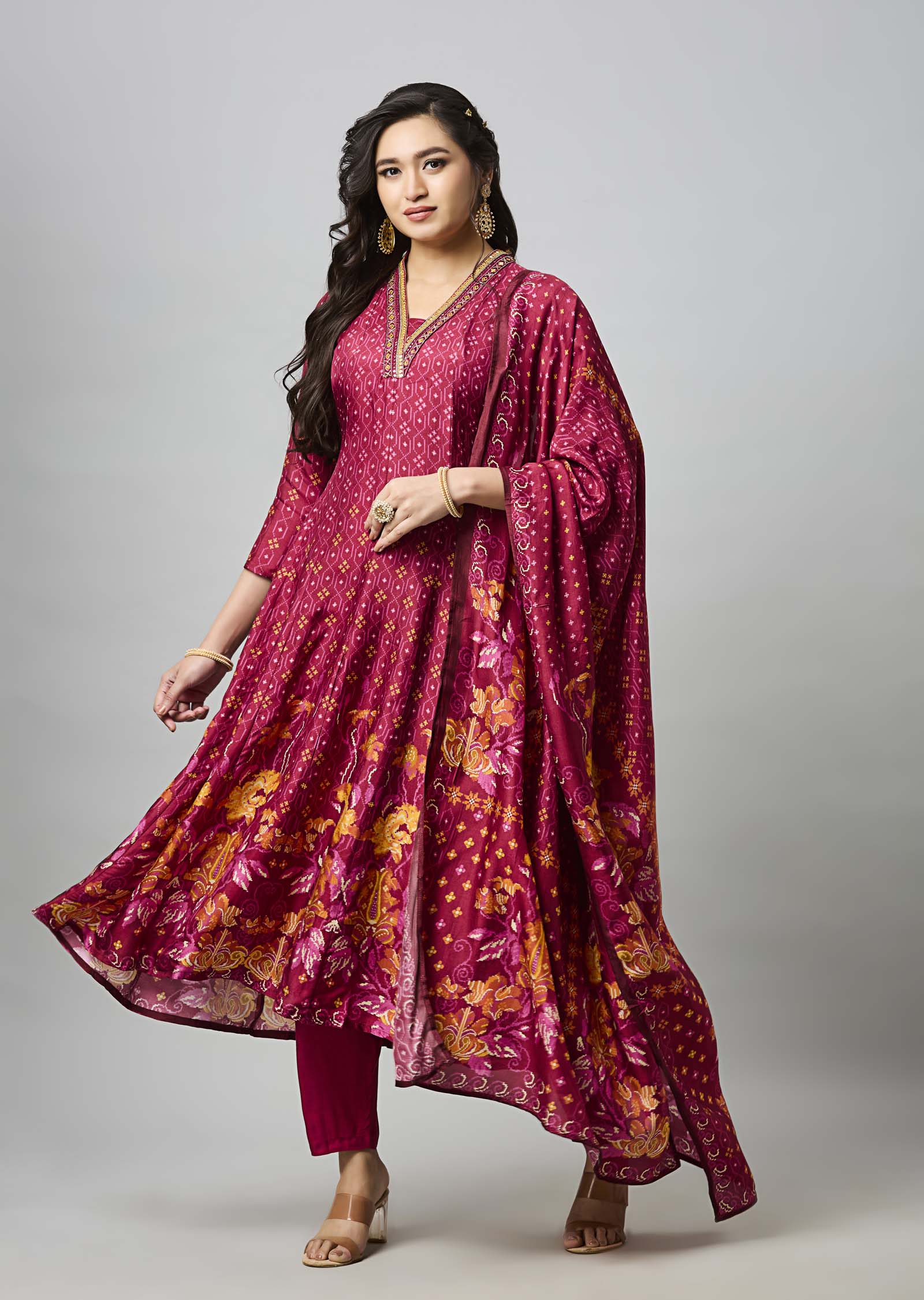Magneta Silk Anarkali Suit