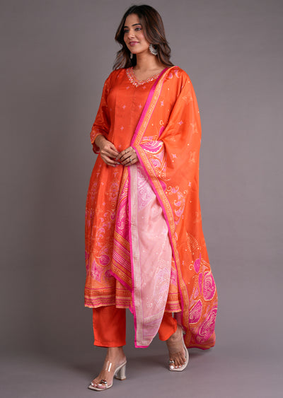 Orange Silk Anarkali Suit