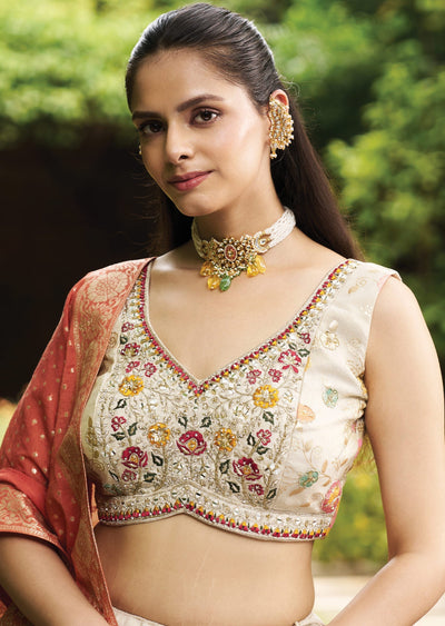 Biege Tissue Lehenga Set